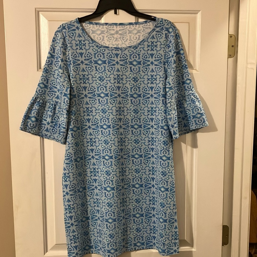 Southern Tide Blue Printed Short-Sleeve Active Dress